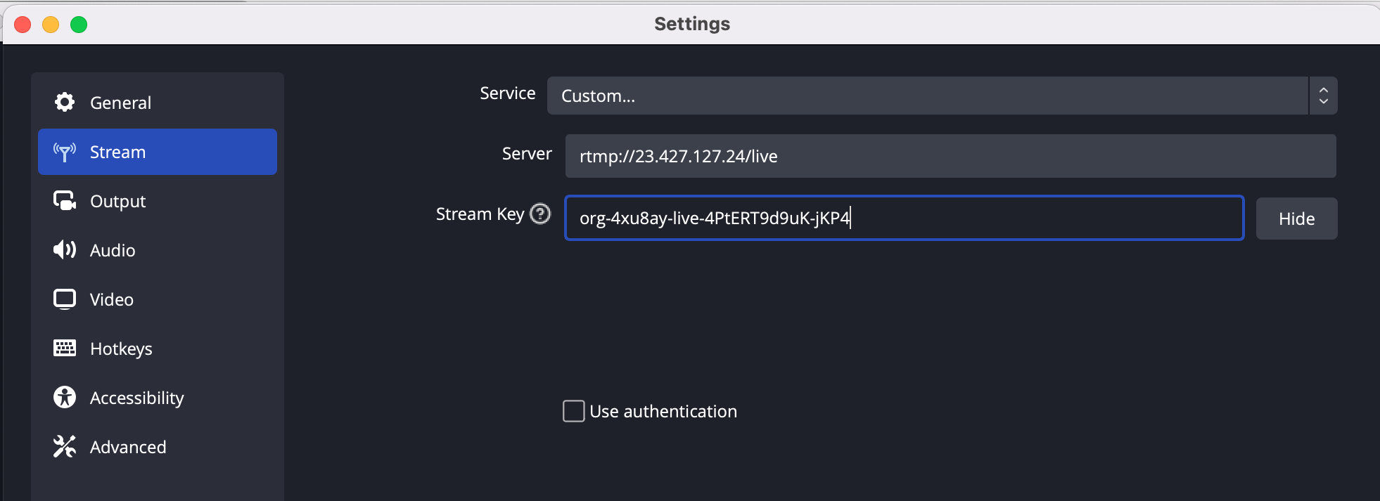 OBS settings